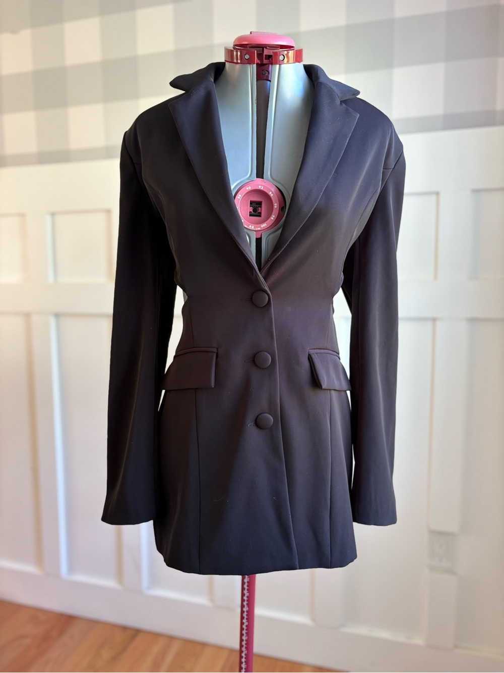 AKIRA Black Tailored Mini Blazer Dress with Covered Buttons Large - Picture 2 of 9